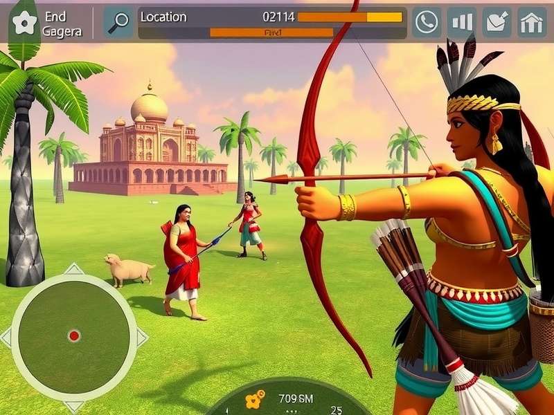 Royal Indian Archery tournament mode showing different Indian locations