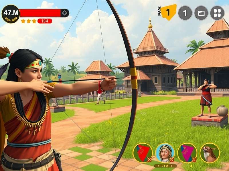 Royal Indian Archery gameplay screenshot showing traditional Indian archery